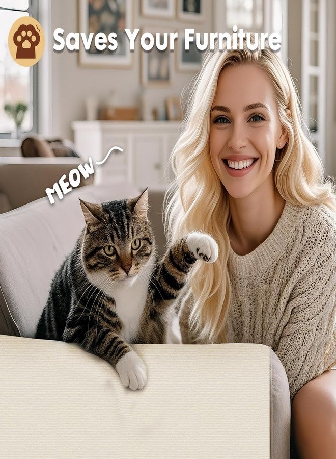 PowerKing Cat Scratch Furniture Protector, 78.7"x15.8" Self-Adhesive Cat Scratch Mat for Couch & Sofa, Trimmable DIY Cat Scratcher Pads for Indoor Cats (Beige) - Image 2